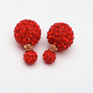 Dubbele oorbellen rood & kristallen